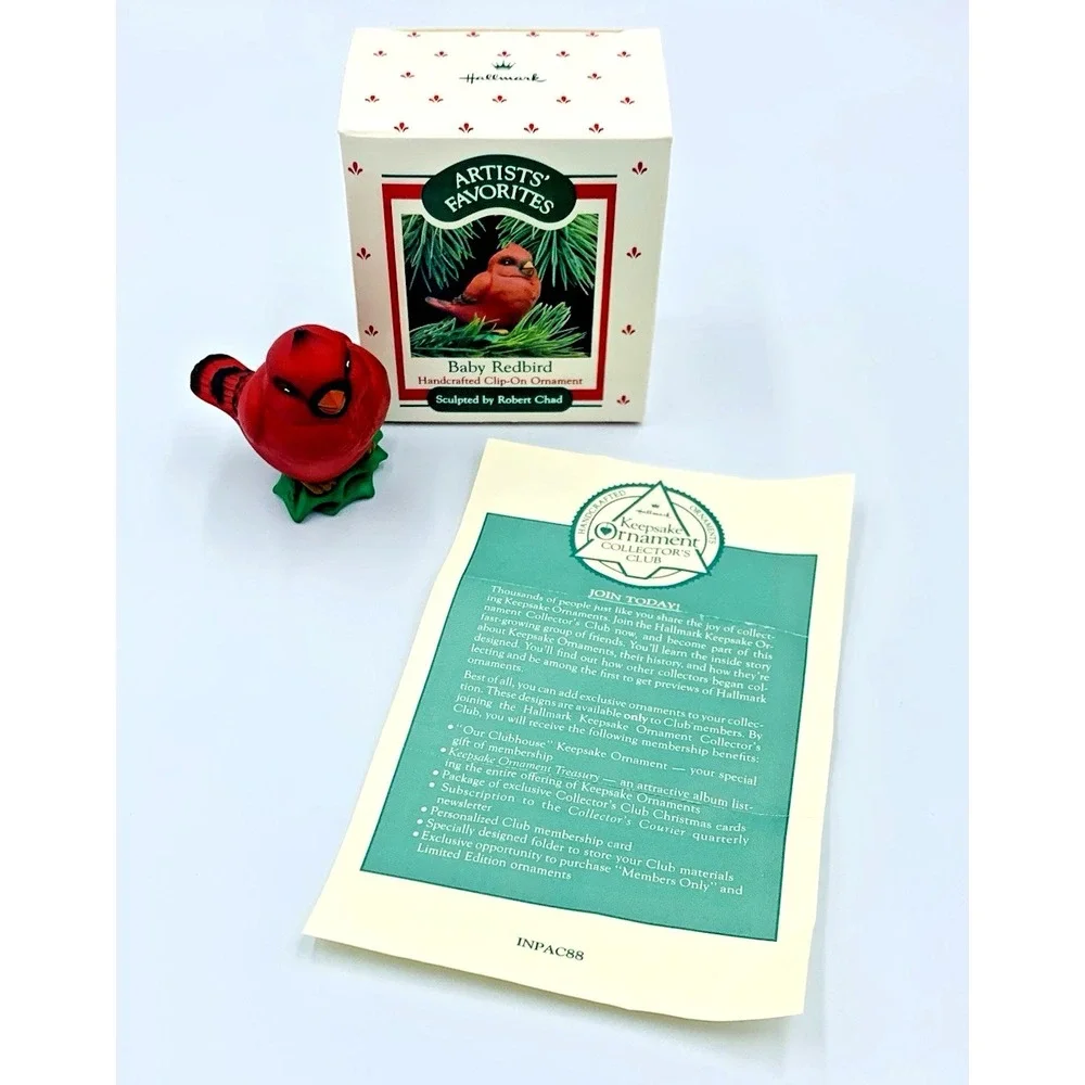 Baby Redbird‎ Hallmark Ornament 1988 Clip-on Artists' Favorites Robert Chad